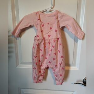Pink Heart Baby overall bibs